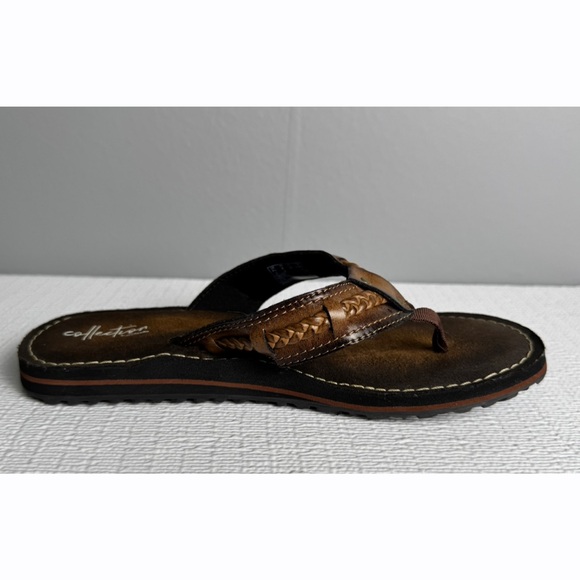 Collection by Clarks Fenner Nerice Women’s Brown Faux Leather Flip Flops Size 8 - Picture 6 of 10